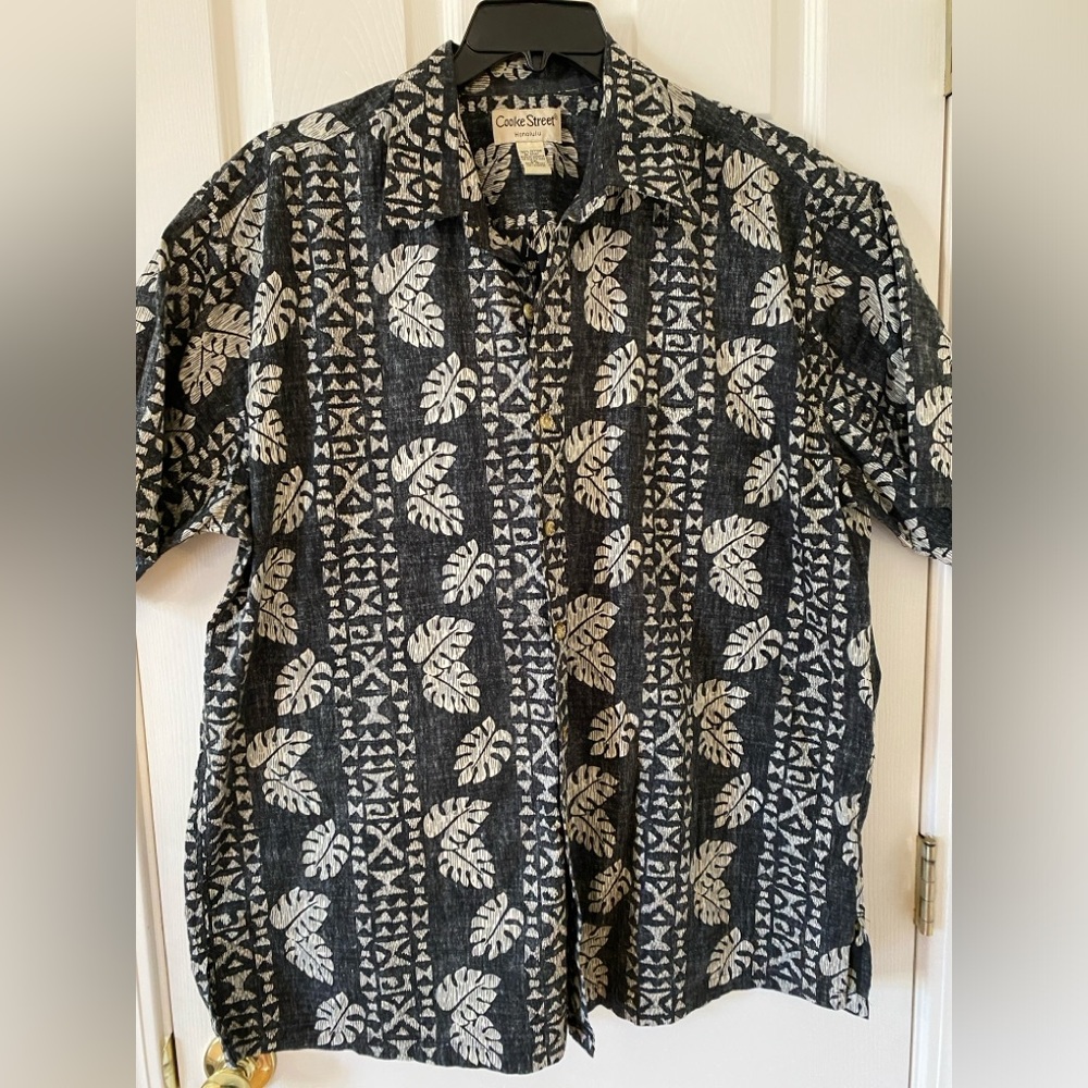 Cooke Street Honolulu Men’s Short Sleeve 100% Cotton, Button Shirt,Blk/gray, 2XL